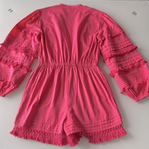 Intermix Women's Pink June Tassel 100% Cotton Romper Sz 0 - Picture 7 of 11